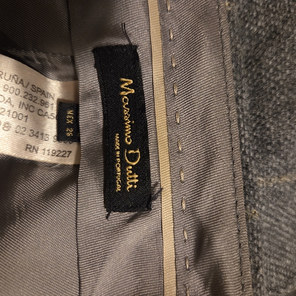 Massimo Dutti Wool Plaid Trousers – Grey & Butter Yellow Windowpane – Size 4 - Picture 3 of 4